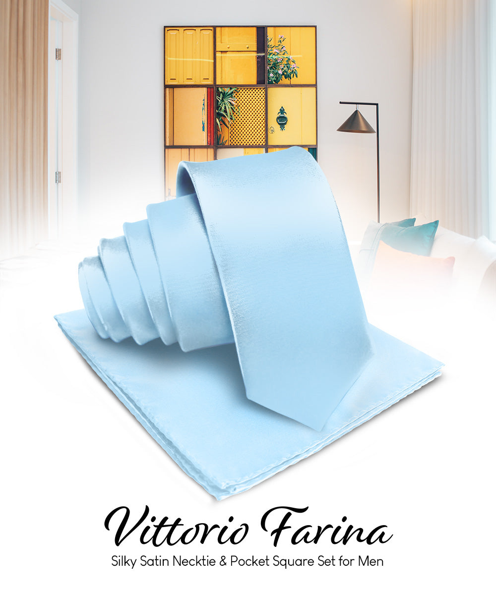 Vittorio Farina Men's Satin Necktie &amp; Pocket Square