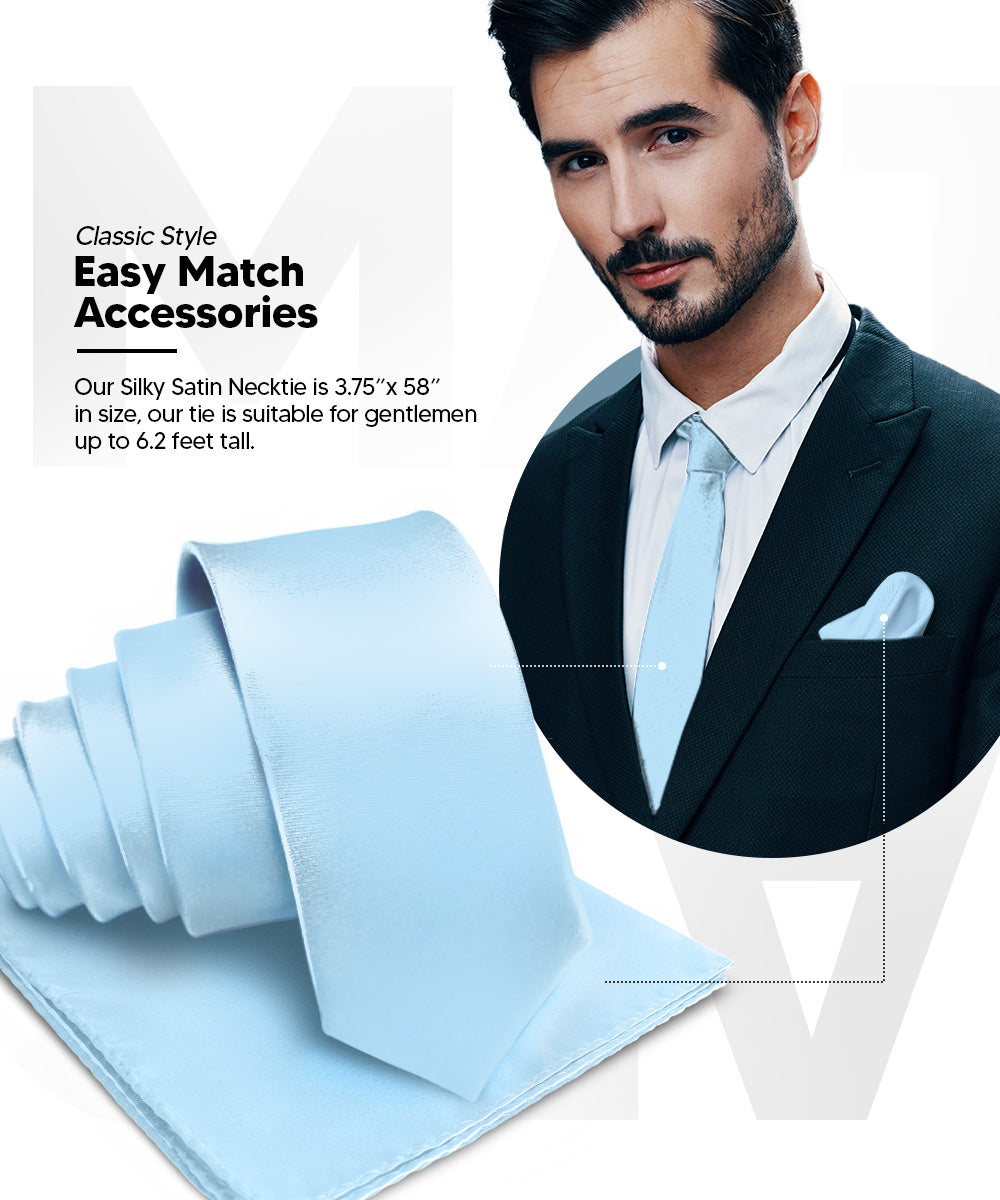 Vittorio Farina Men's Satin Necktie &amp; Pocket Square