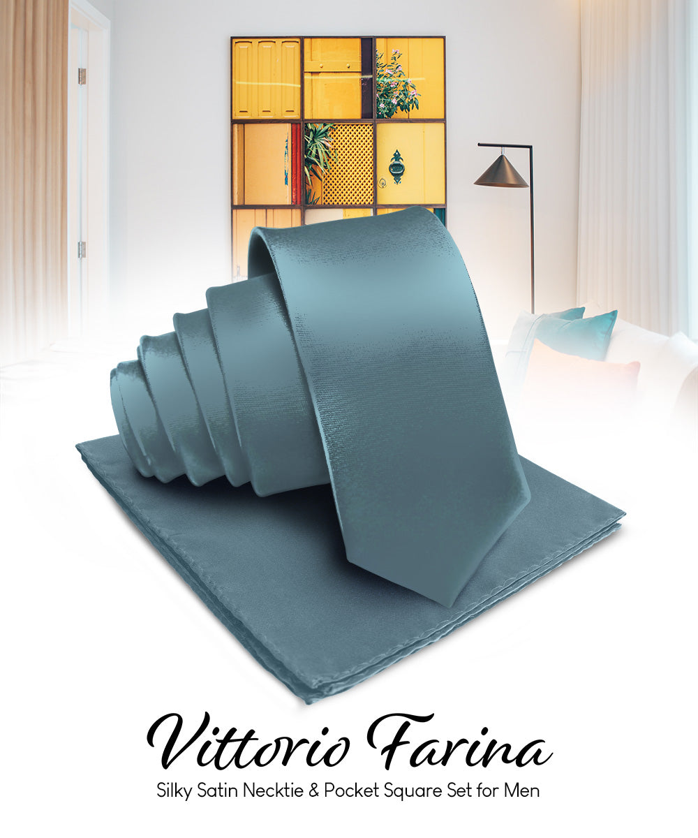 Vittorio Farina Men's Satin Necktie &amp; Pocket Square