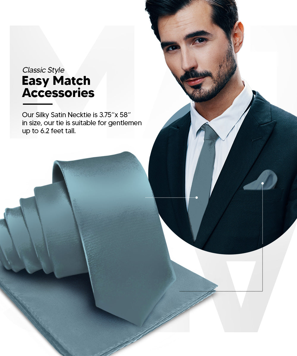 Vittorio Farina Men's Satin Necktie &amp; Pocket Square