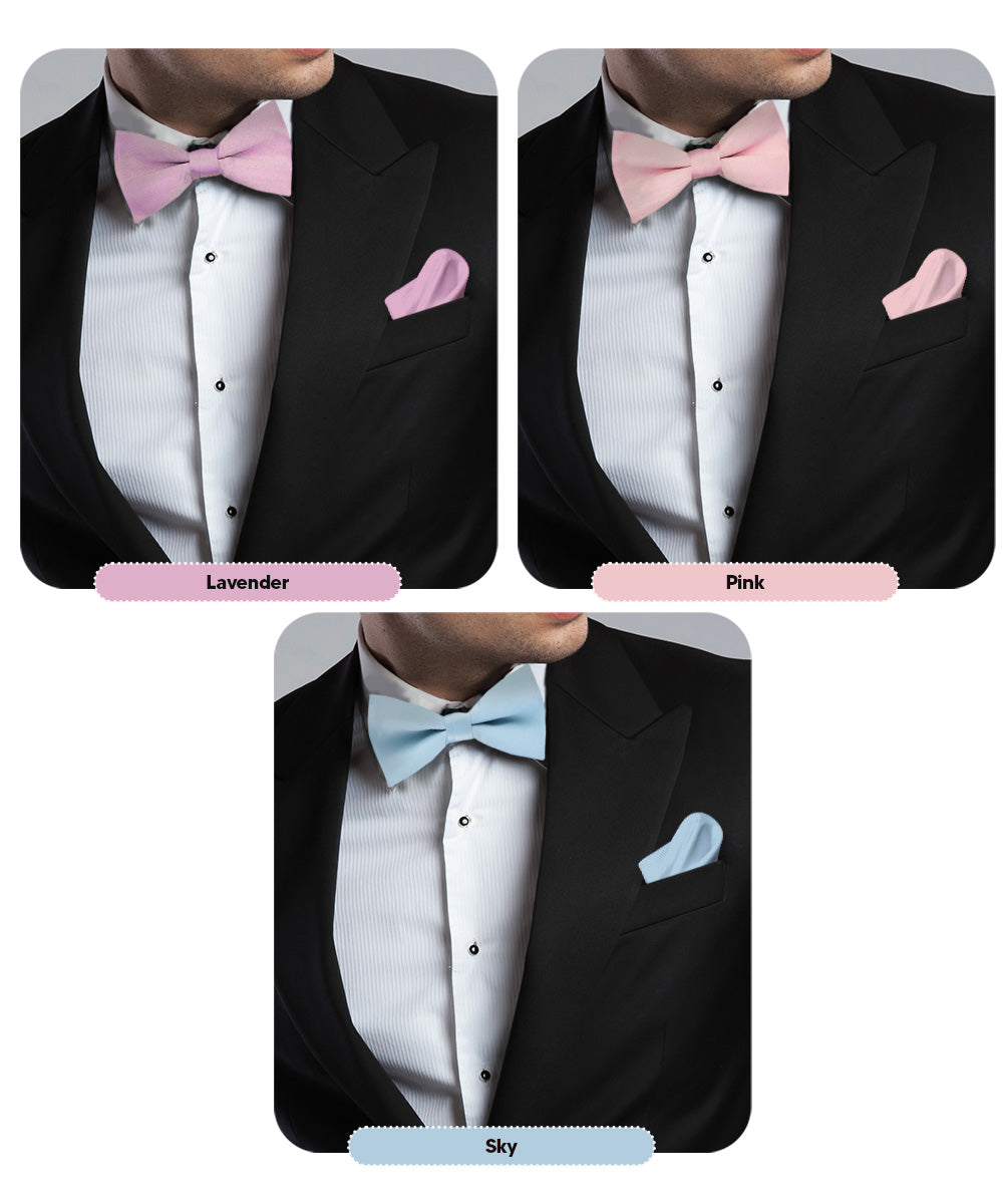 Vittorio Farina Classic Bow Tie &amp; Pocket Square Multipacks - BH - SOLID - 3_SPRING1 - Classy Cufflinks