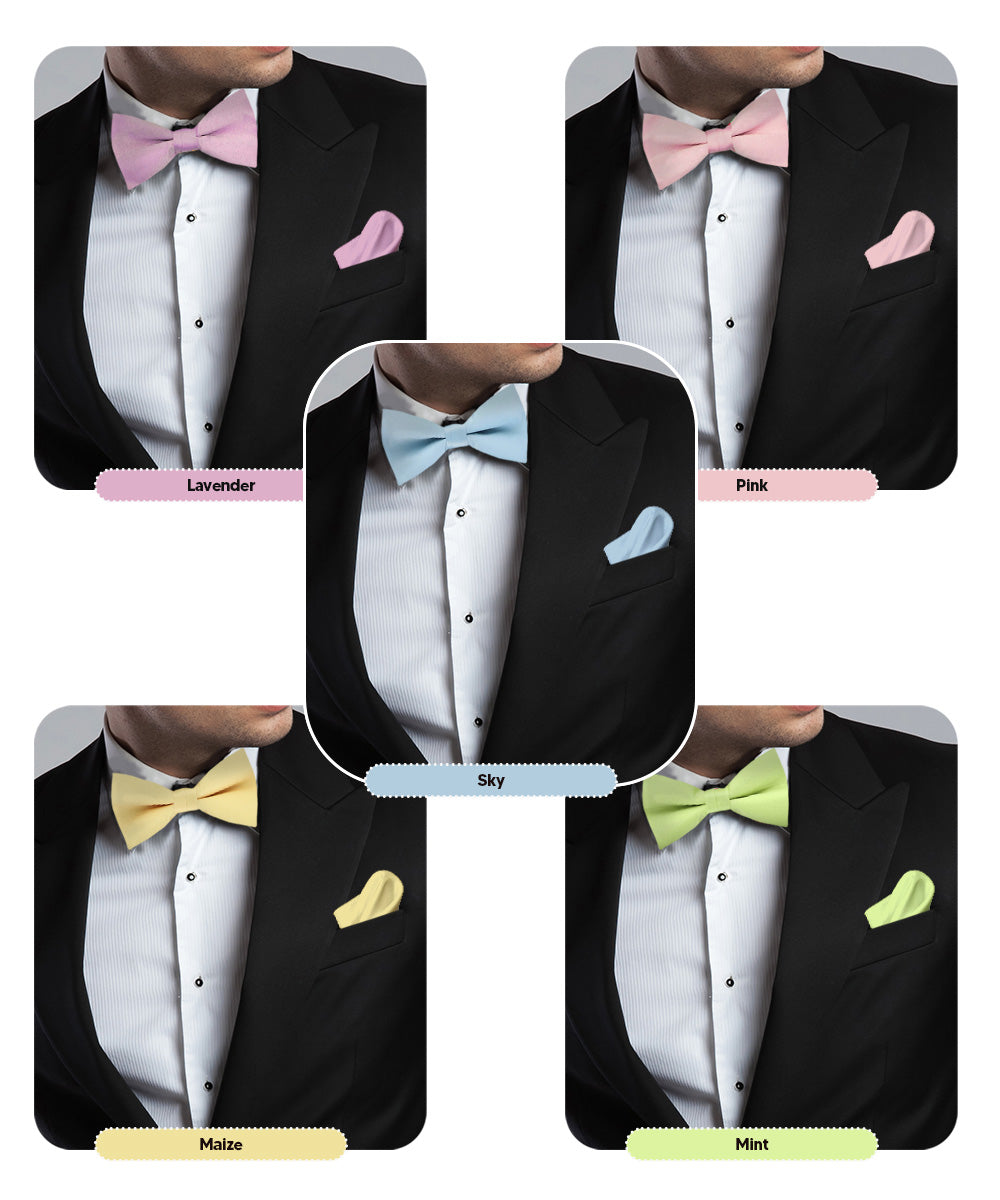Vittorio Farina Classic Bow Tie &amp; Pocket Square Multipacks - BH - SOLID - 5_SPRING1 - Classy Cufflinks