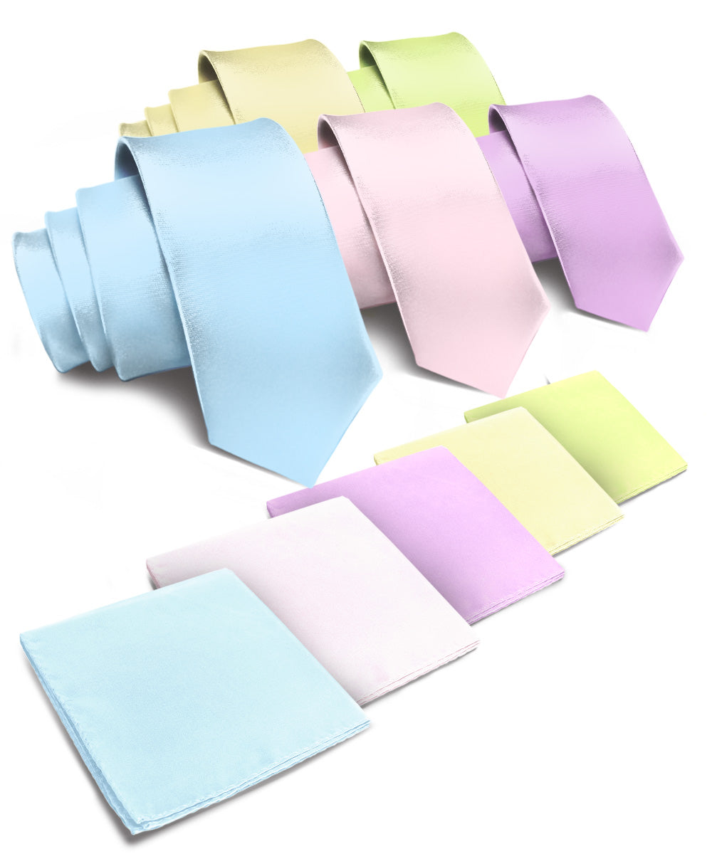 Vittorio Farina Men's Satin Necktie &amp; Pocket Square (Multipack)