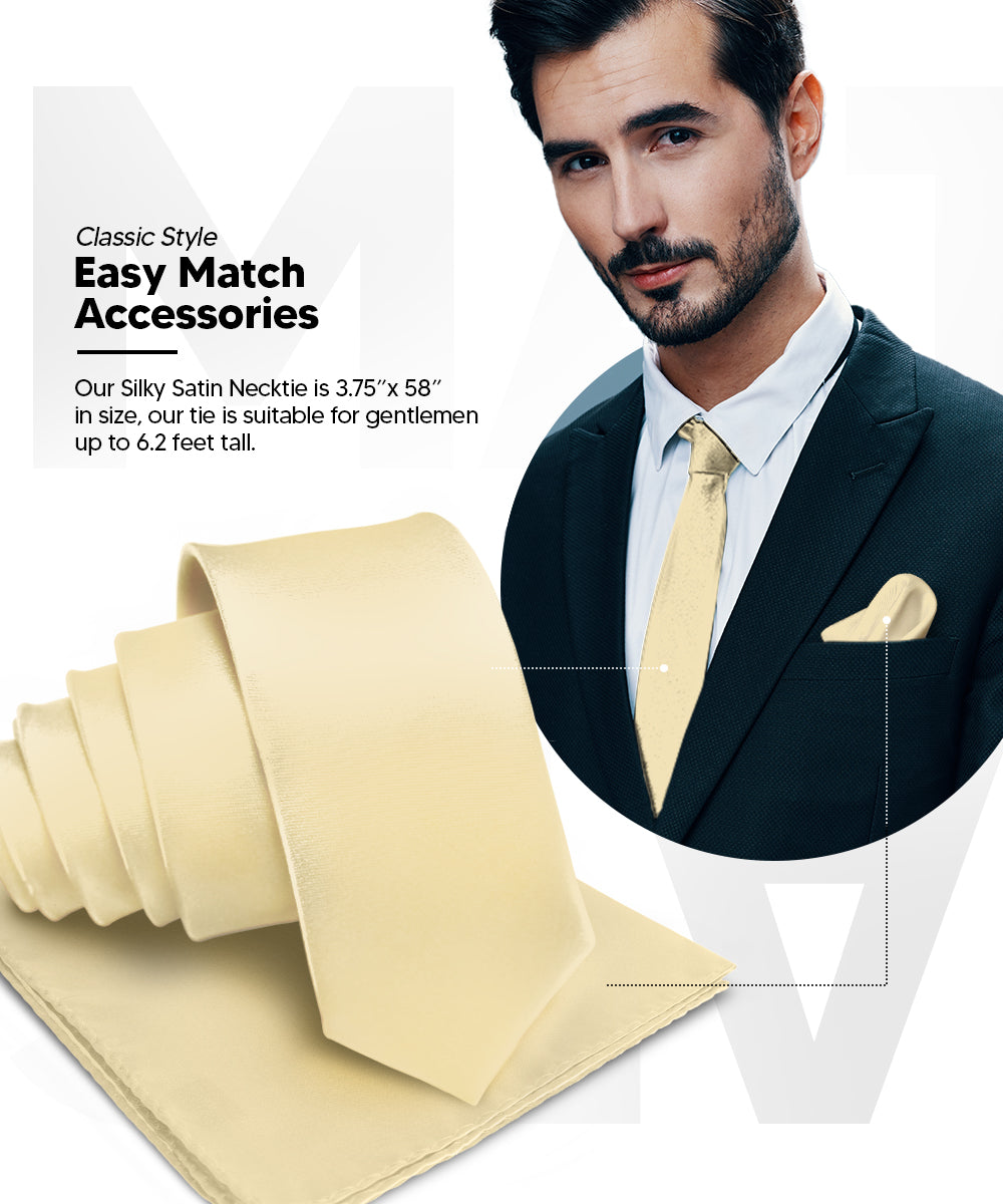 Vittorio Farina Men's Satin Necktie &amp; Pocket Square