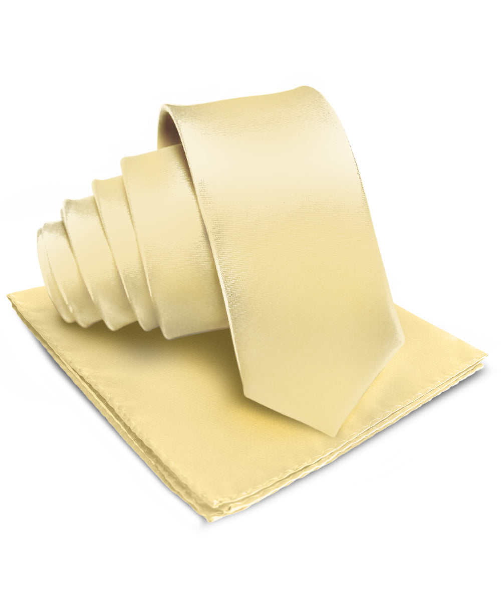 Vittorio Farina Men's Satin Necktie &amp; Pocket Square