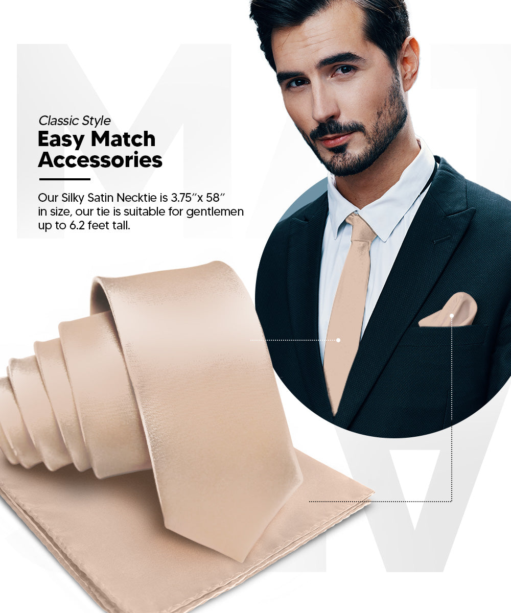 Vittorio Farina Men's Satin Necktie &amp; Pocket Square