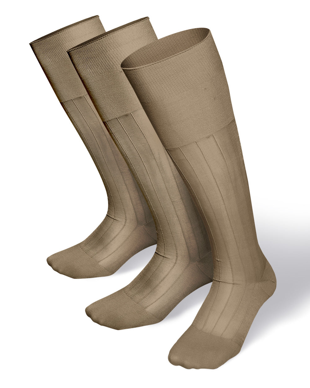 Vittorio Farina Men's Ribbed Shear Nylon Over The Calf Dress Socks