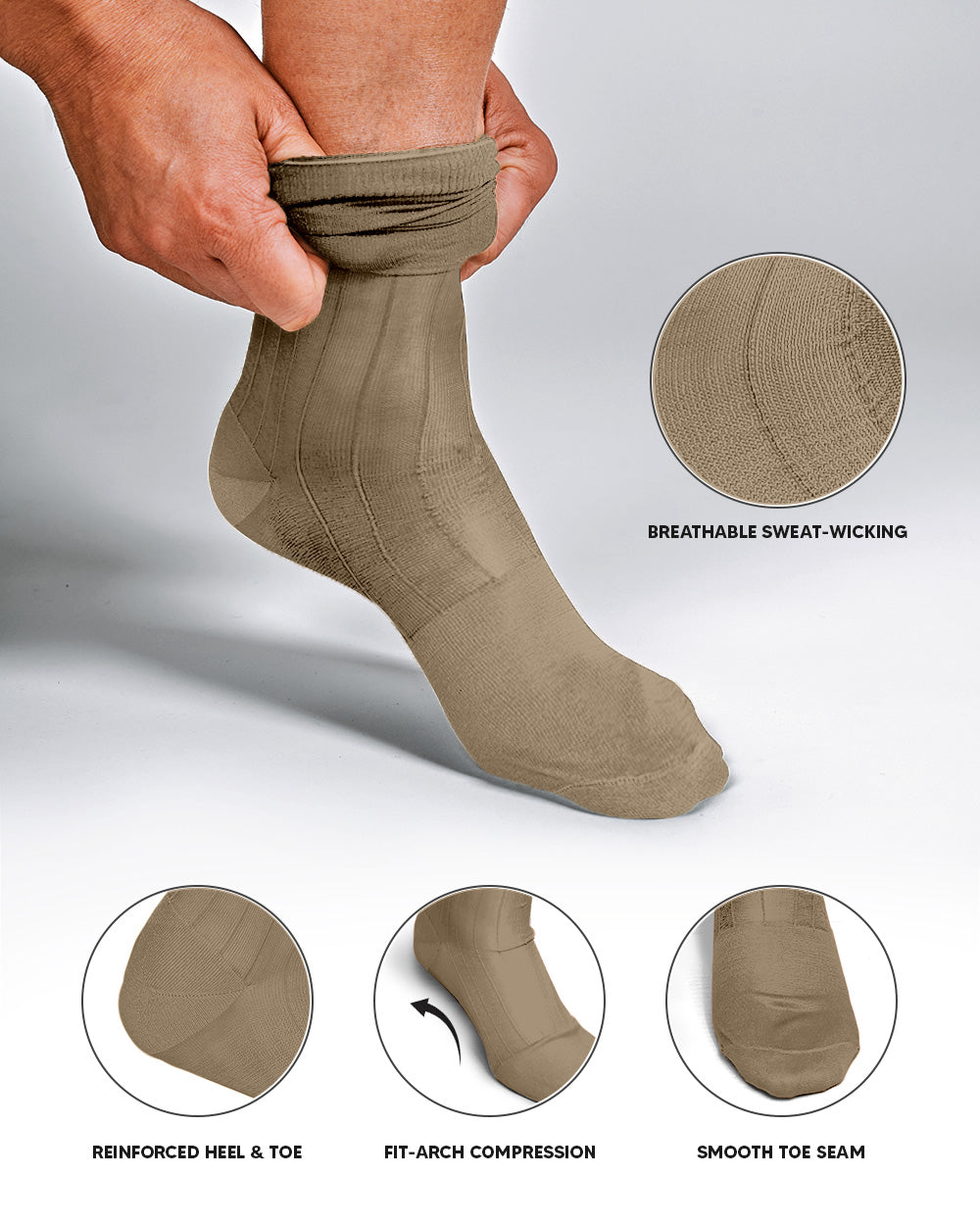 Vittorio Farina Men's Ribbed Shear Nylon Over The Calf Dress Socks