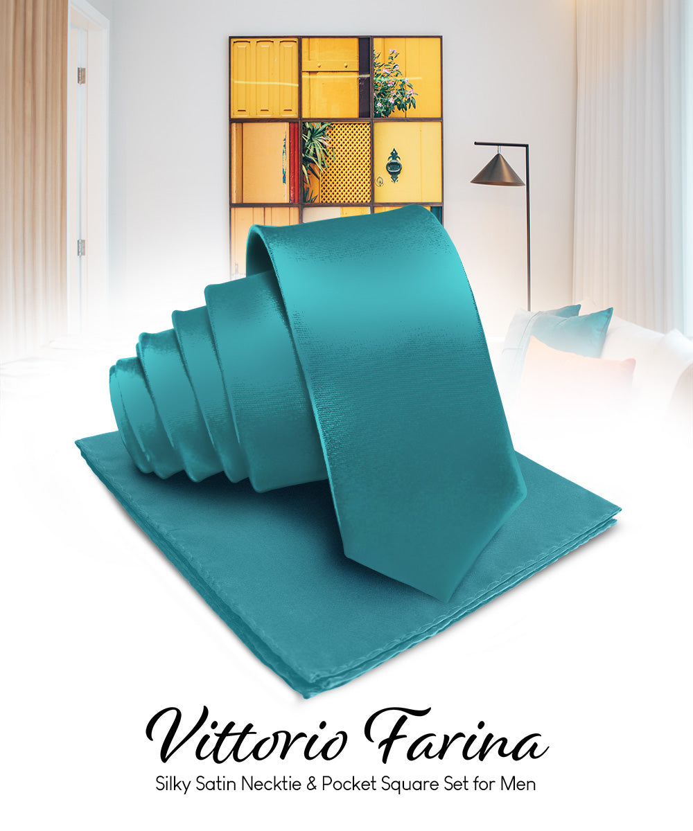 Vittorio Farina Men's Satin Necktie &amp; Pocket Square