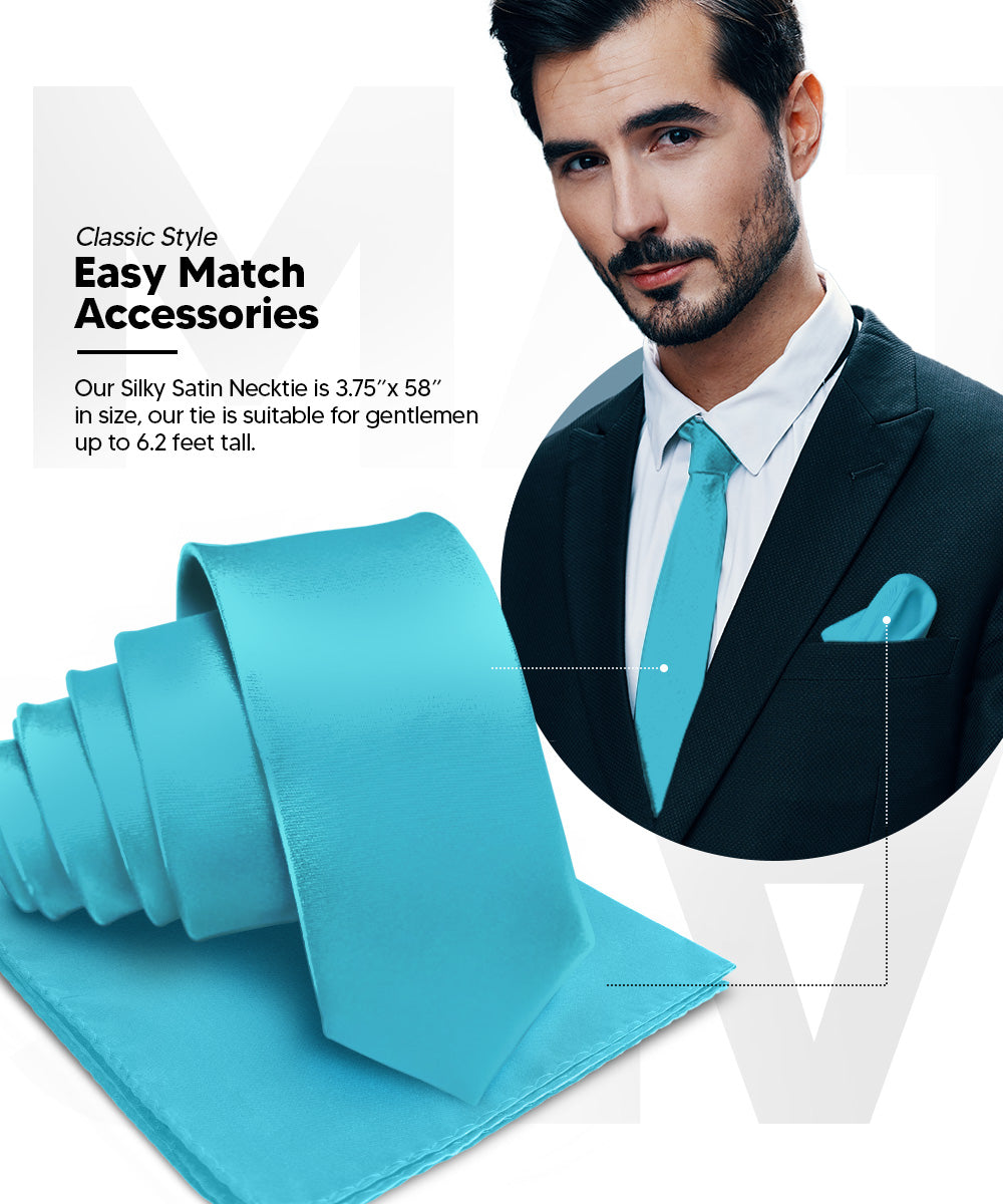 Vittorio Farina Men's Satin Necktie &amp; Pocket Square