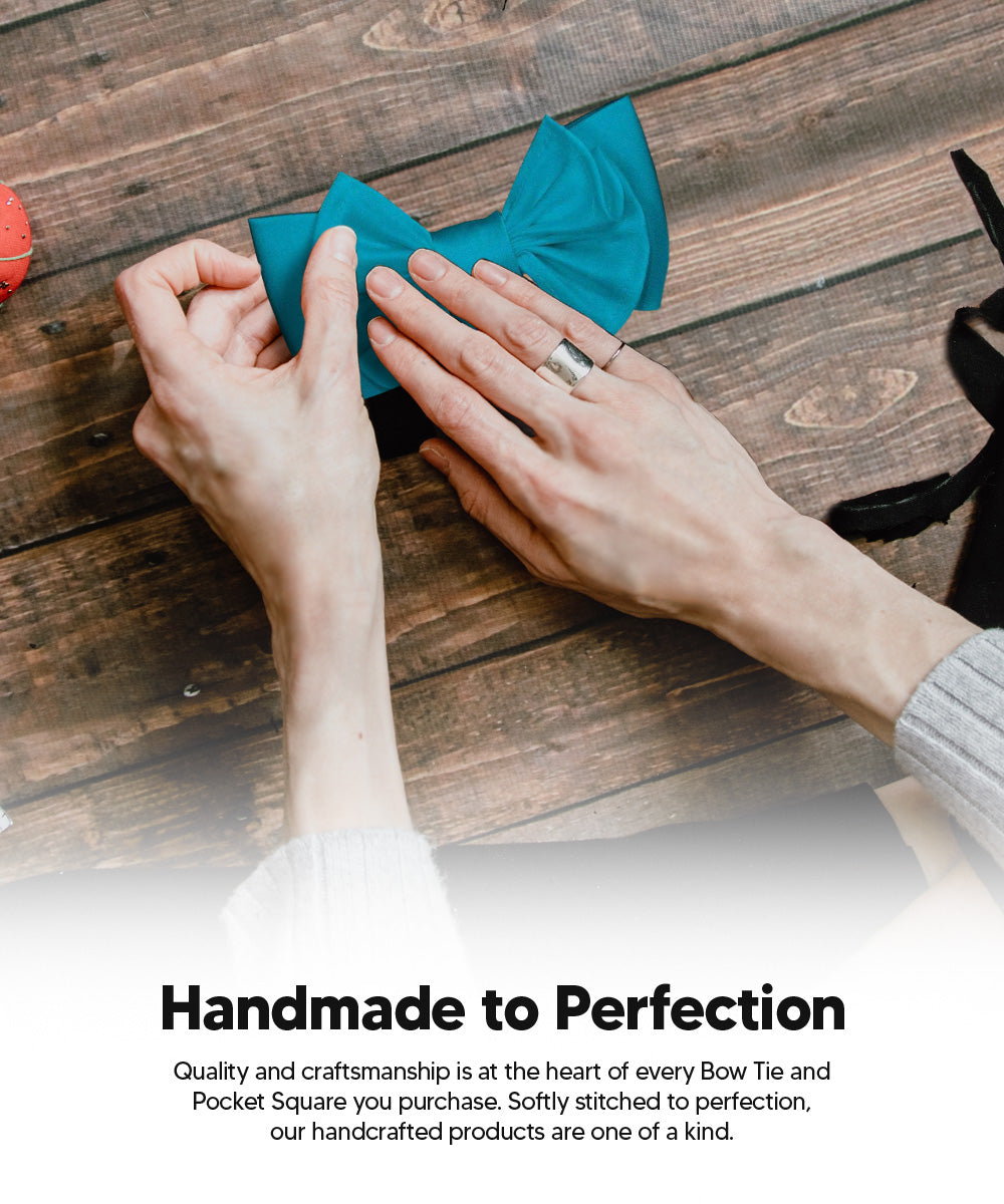 Vittorio Farina Men's XL Solid Satin Bow Tie &amp; Pocket Square in Gift Box