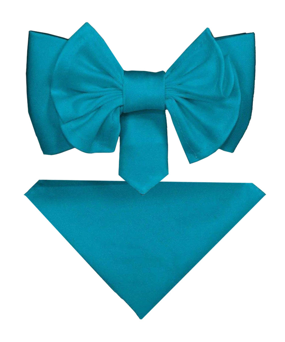 Vittorio Farina Men's XL Solid Satin Bow Tie &amp; Pocket Square in Gift Box