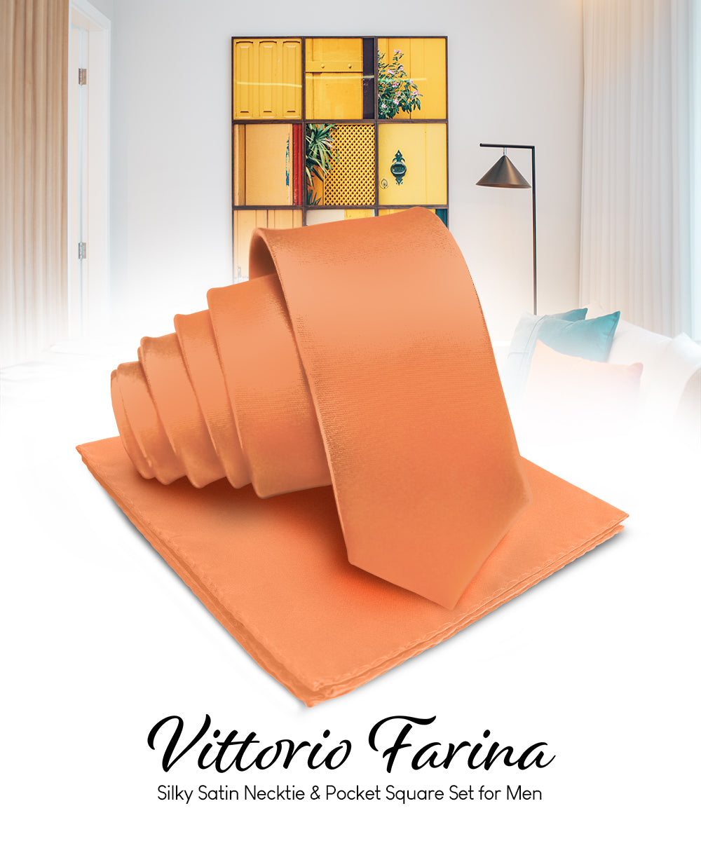 Vittorio Farina Men's Satin Necktie &amp; Pocket Square