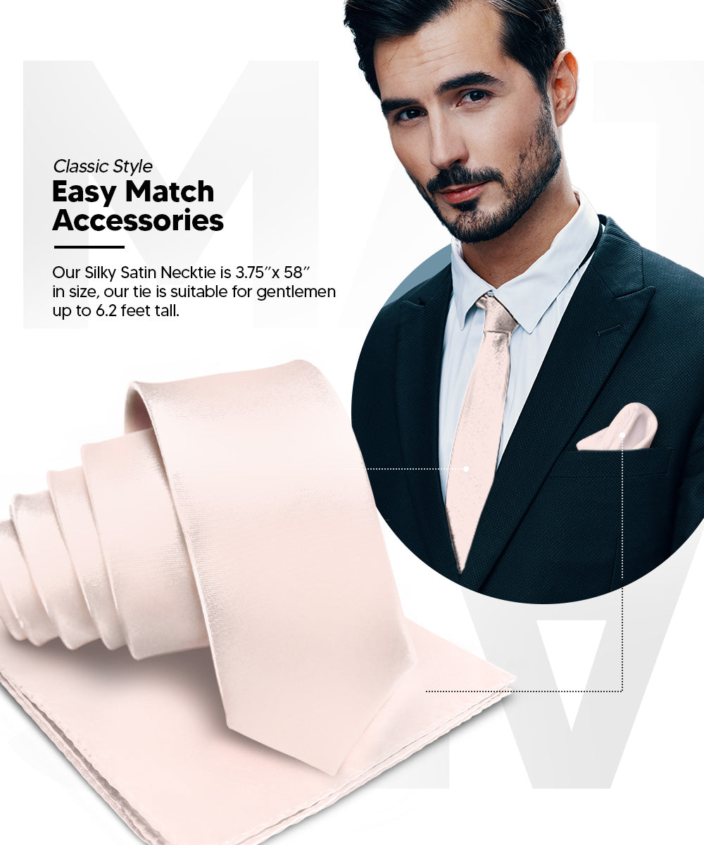 Vittorio Farina Men's Satin Necktie &amp; Pocket Square