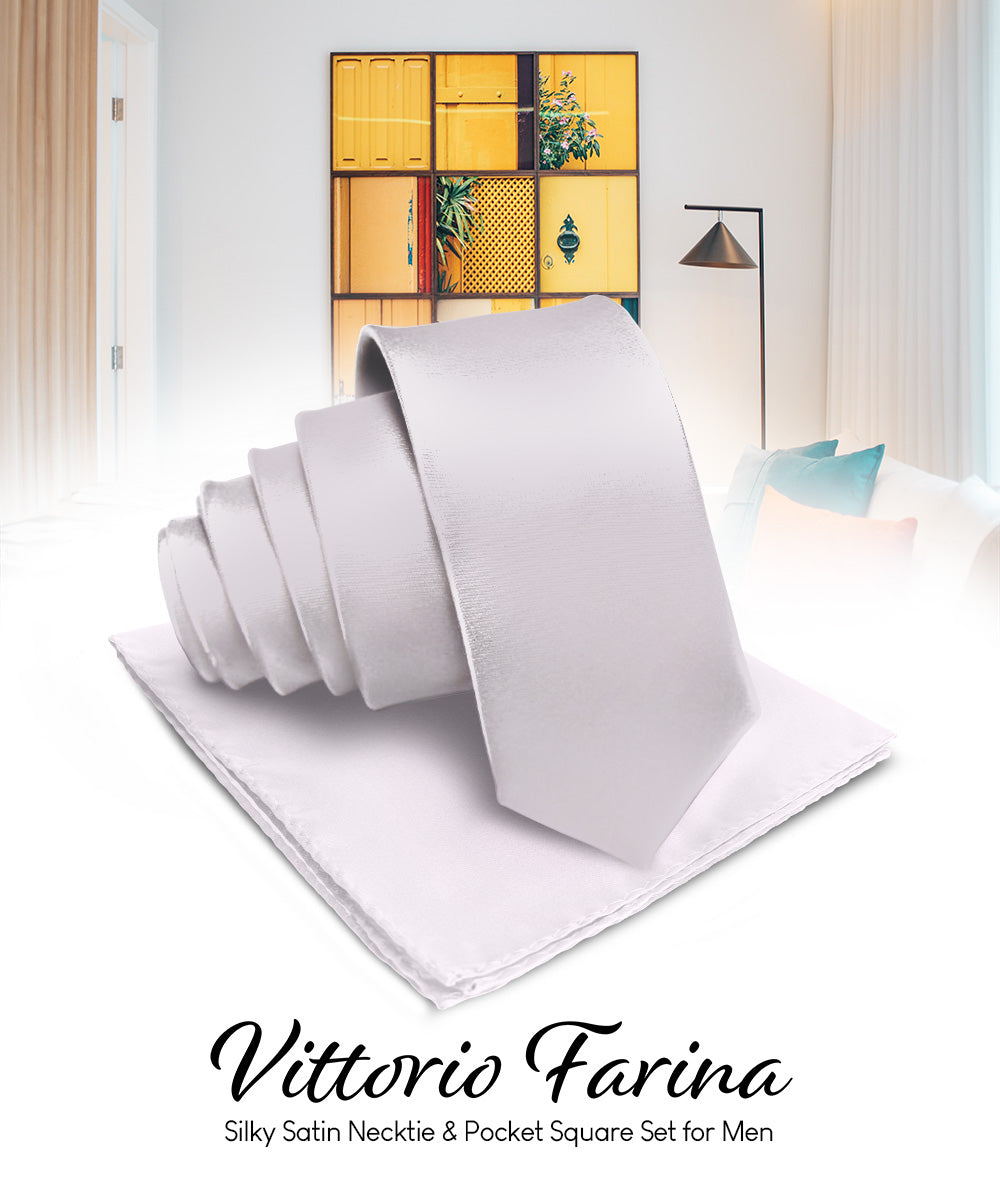 Vittorio Farina Men's Satin Necktie &amp; Pocket Square
