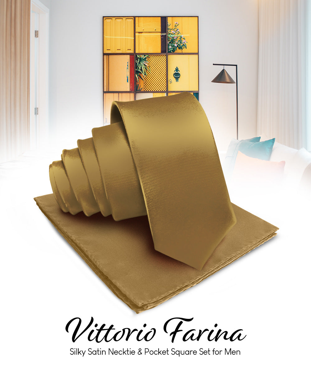 Vittorio Farina Men's Satin Necktie &amp; Pocket Square