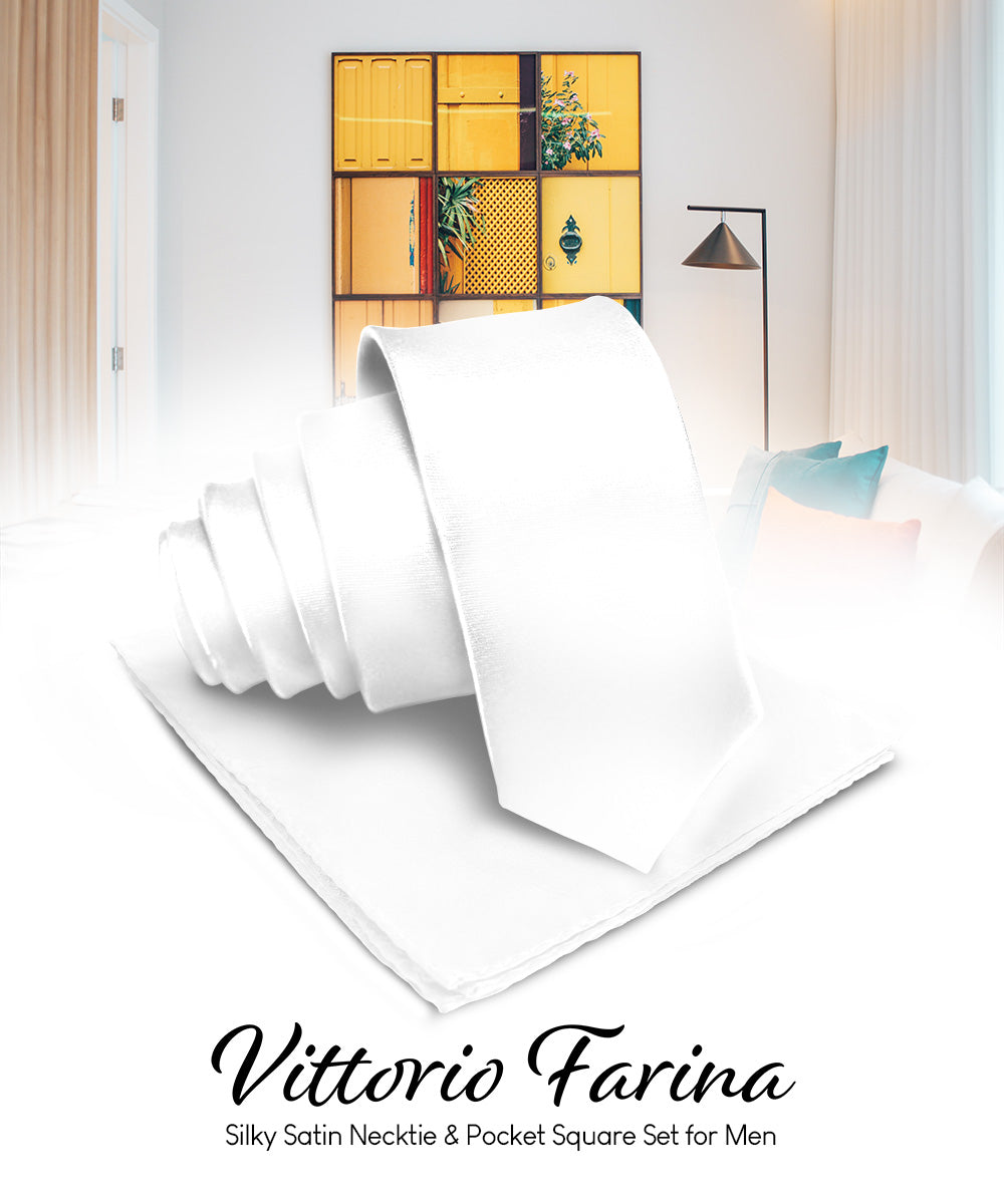 Vittorio Farina Men's Satin Necktie &amp; Pocket Square