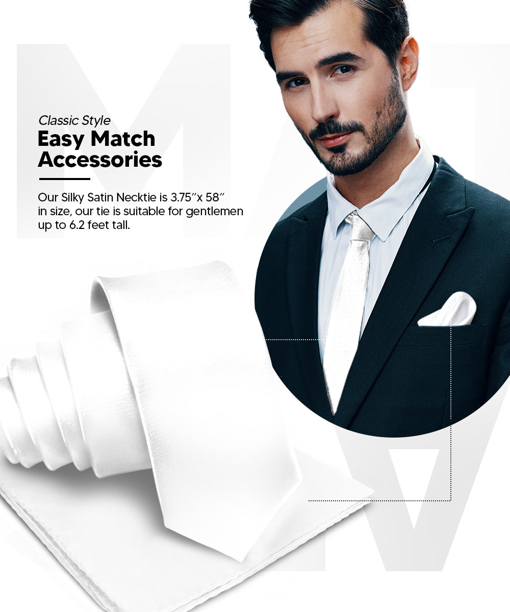 Vittorio Farina Men's Satin Necktie &amp; Pocket Square