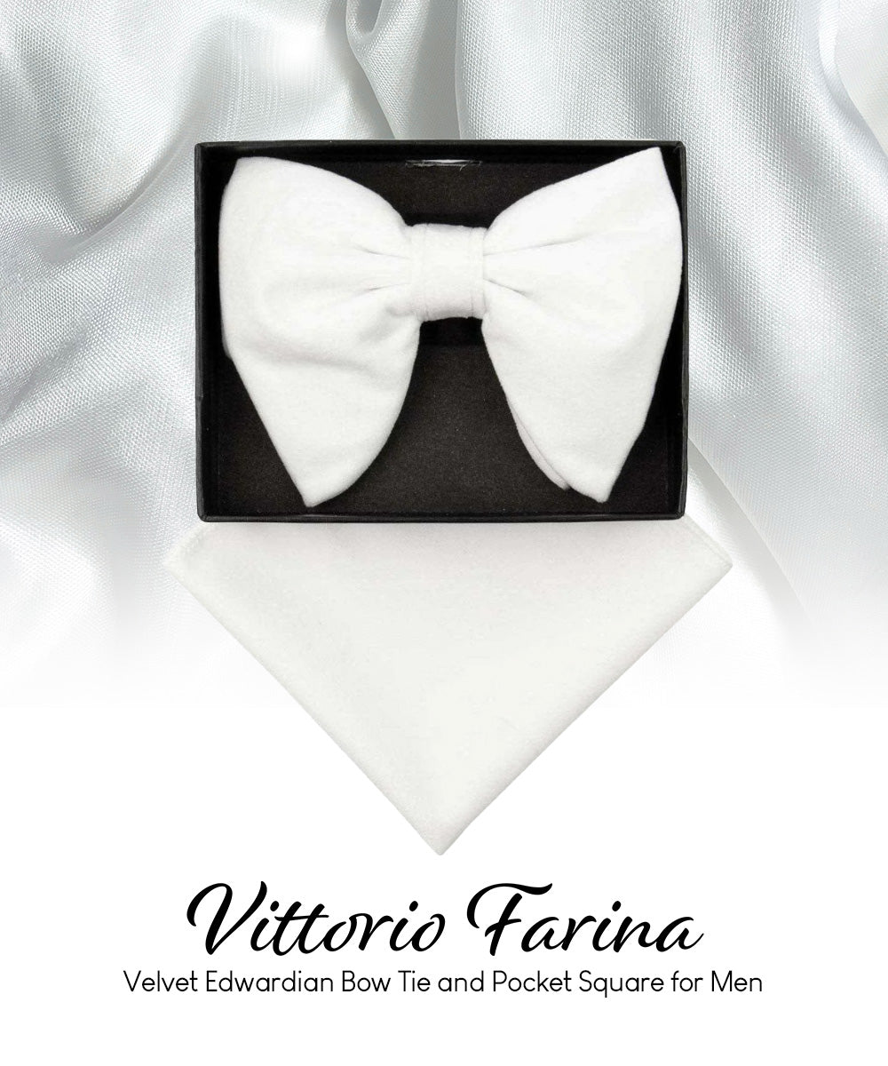 Vittorio Farina Men's Velvet Teardrop Bow Tie &amp; Pocket Square in Gift Box