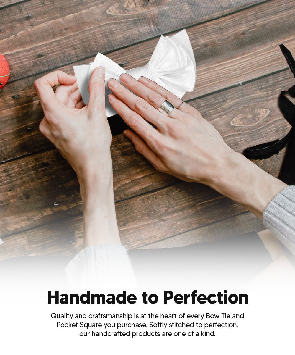 Vittorio Farina Men's XL Solid Satin Bow Tie &amp; Pocket Square in Gift Box