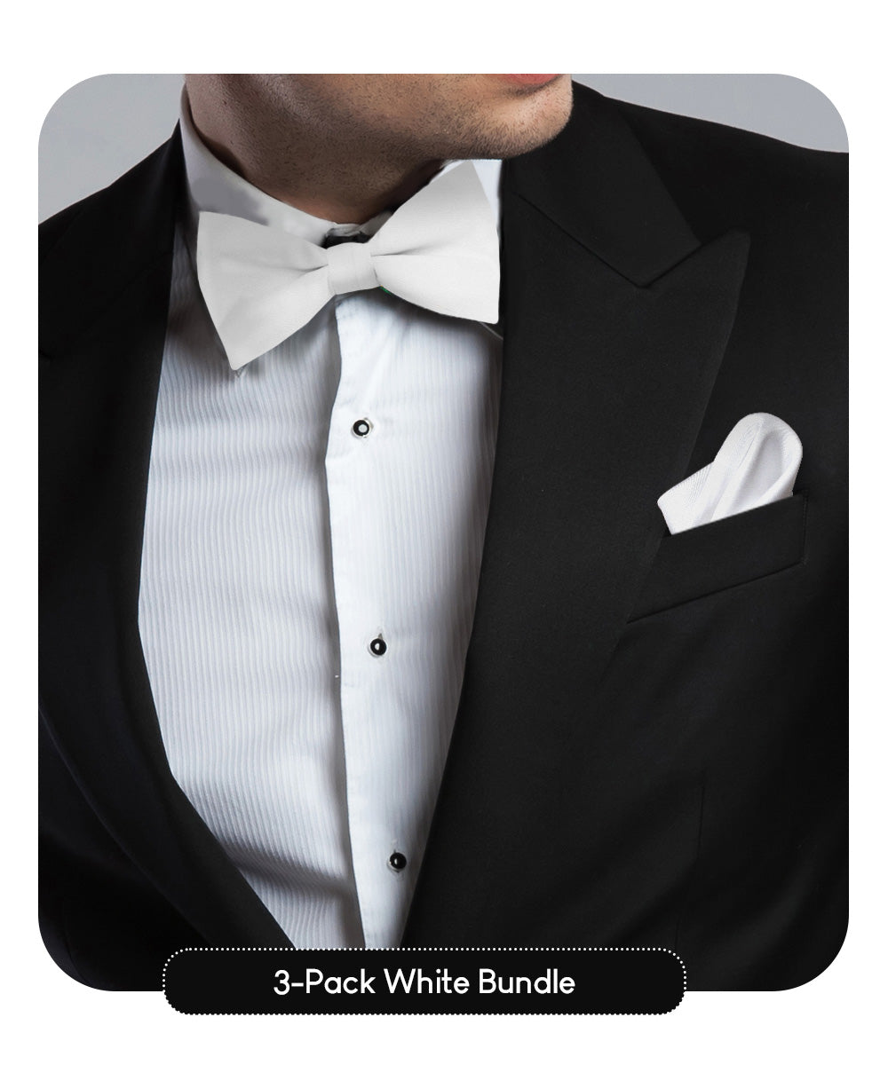 Vittorio Farina Men's Satin Bow Tie &amp; Pocket Square in Gift Box (Multipack)