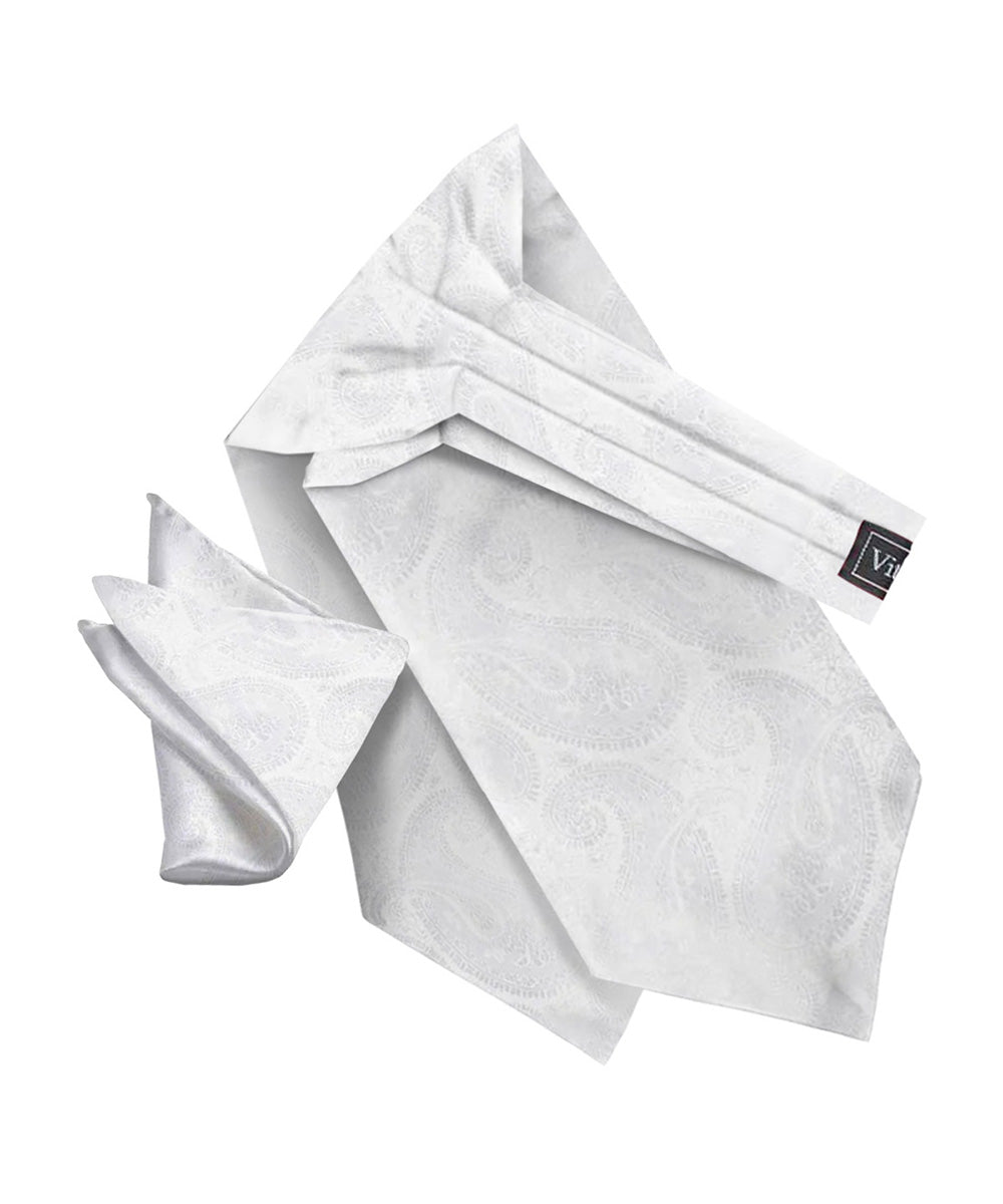 Vittorio Farina Men's Woven Paisley Ascot &amp; Pocket Square