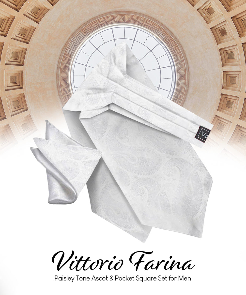 Vittorio Farina Men's Woven Paisley Ascot &amp; Pocket Square