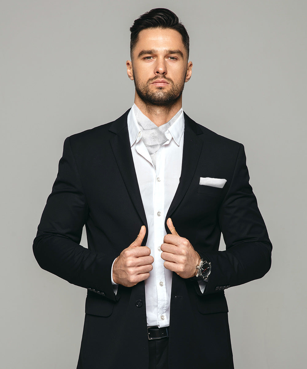 Vittorio Farina Men's Woven Paisley Ascot &amp; Pocket Square