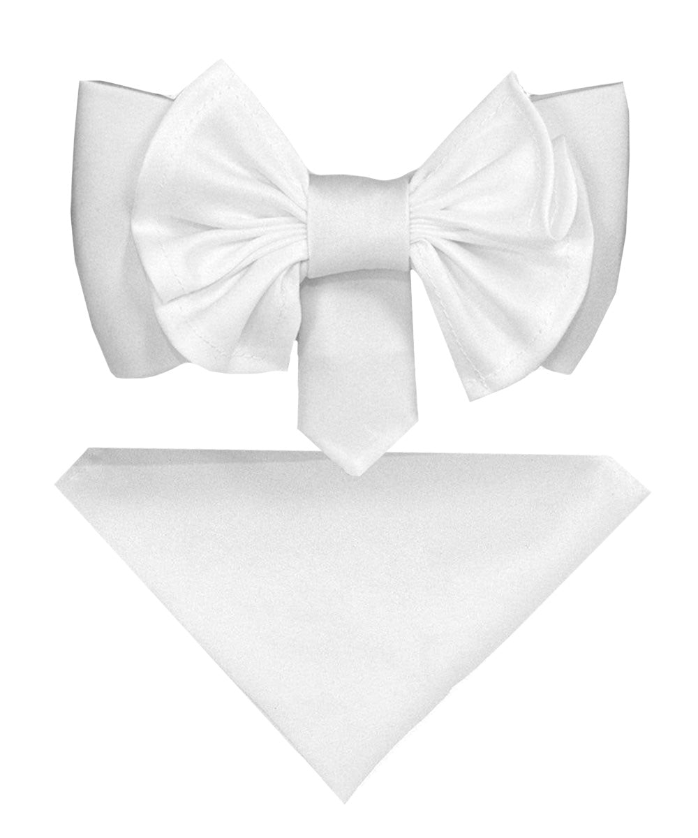 Vittorio Farina Men's XL Solid Satin Bow Tie &amp; Pocket Square in Gift Box