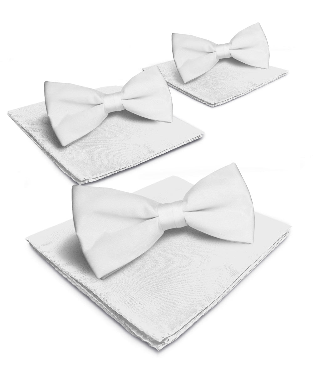 Vittorio Farina Men's Satin Bow Tie &amp; Pocket Square in Gift Box (Multipack)