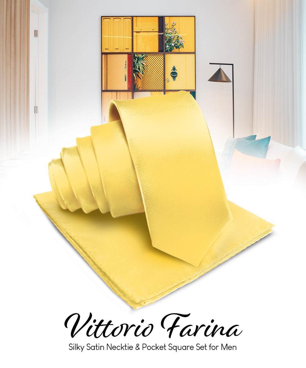 Vittorio Farina Men's Satin Necktie &amp; Pocket Square