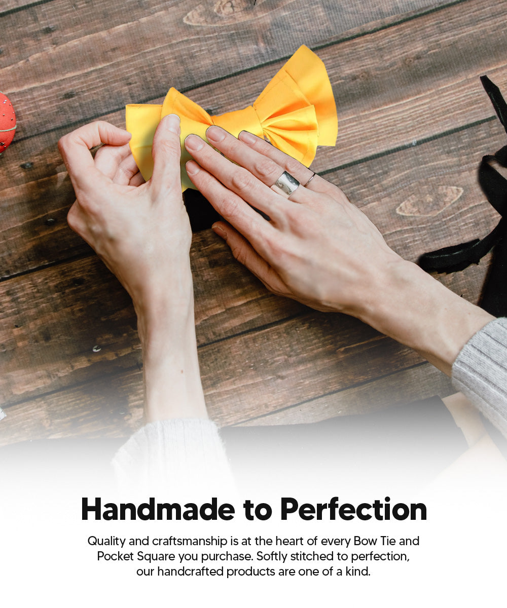 Vittorio Farina Men's XL Solid Satin Bow Tie &amp; Pocket Square in Gift Box