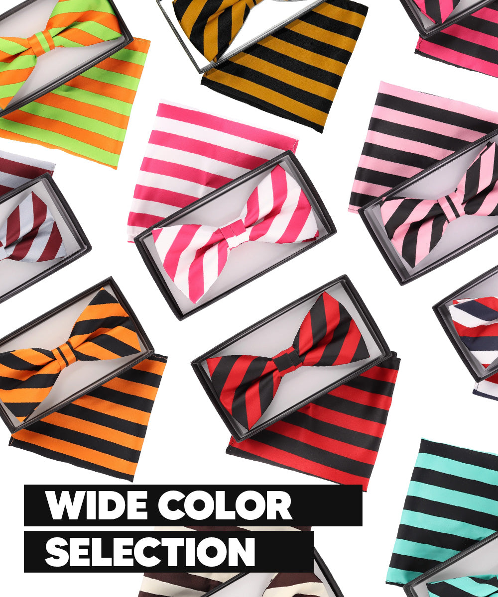 Vittorio Farina Men's Striped Satin Bow Tie &amp; Pocket Square in Gift Box