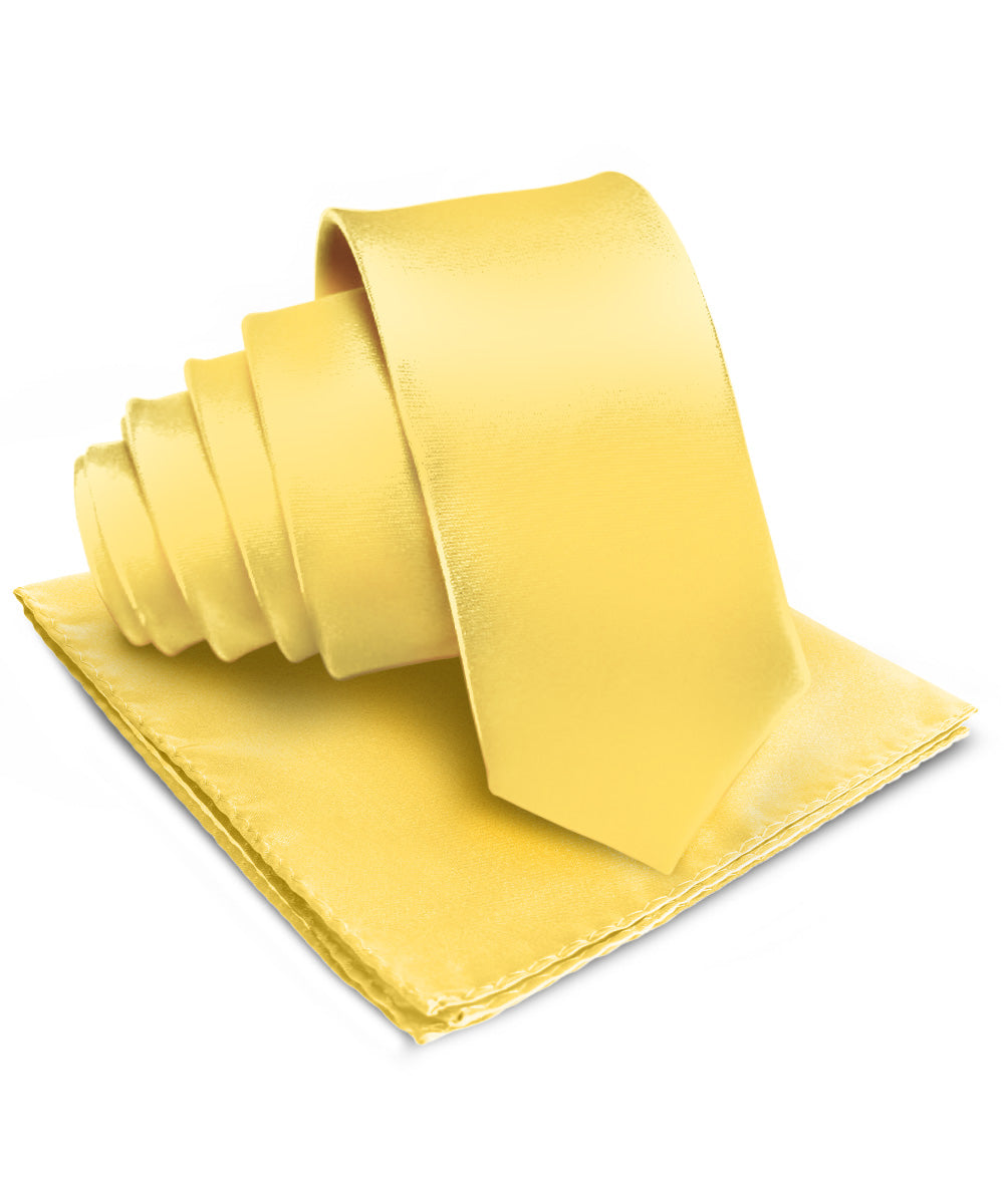 Vittorio Farina Men's Satin Necktie &amp; Pocket Square