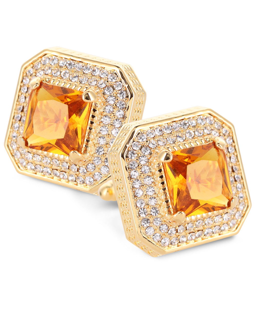 Vittorio Vico Men&#39;s Large Square Colorstone Crystal Diamond Set Cufflinks: CL71XX Series