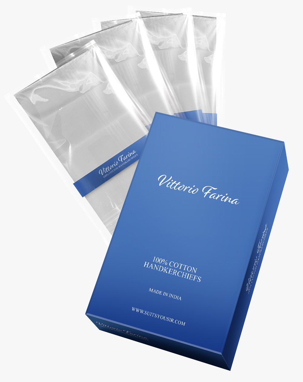 Vittorio Farina Men's White Cotton Handkerchiefs in Gift Box: 3, 6 & 12 Pack - ACC - H - 12 - Classy Cufflinks