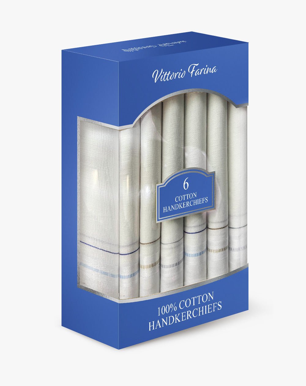Vittorio Farina Men's White Cotton Handkerchiefs in Gift Box: 3, 6 & 12 Pack - ACC - H - 6 - Classy Cufflinks