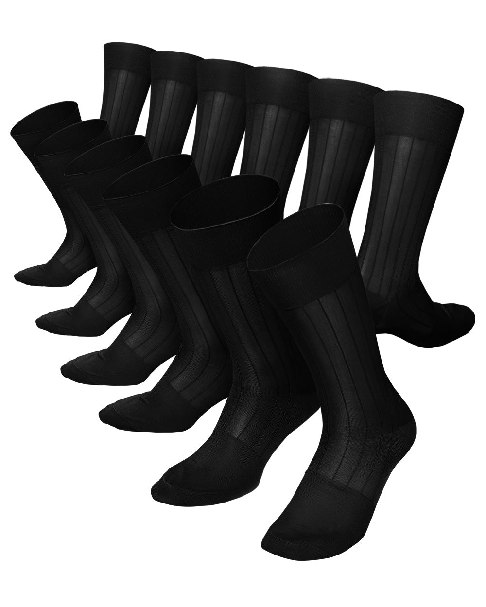 Vittorio Farina Men's Ribbed Shear Nylon Anklet Dress Socks - ank - black - s3 - 12 - Classy Cufflinks