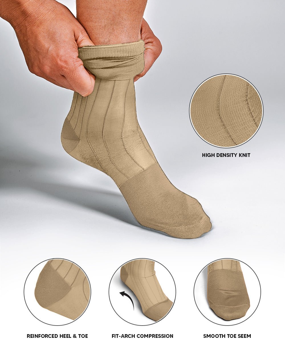 Vittorio Farina Men's Ribbed Shear Nylon Anklet Dress Socks - ank - black - s3 - 12 - Classy Cufflinks