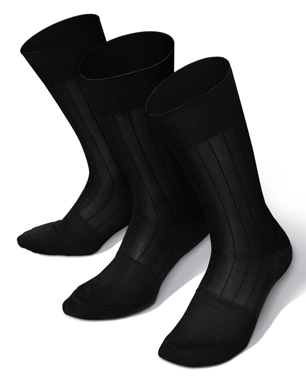 Vittorio Farina Men's Ribbed Shear Nylon Anklet Dress Socks - ank - black - s3 - 3 - Classy Cufflinks