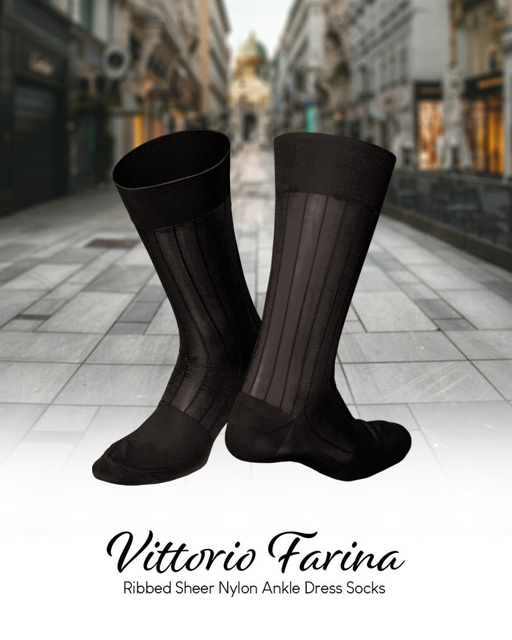 Vittorio Farina Men's Ribbed Shear Nylon Anklet Dress Socks - ank - brown - 3 - Classy Cufflinks