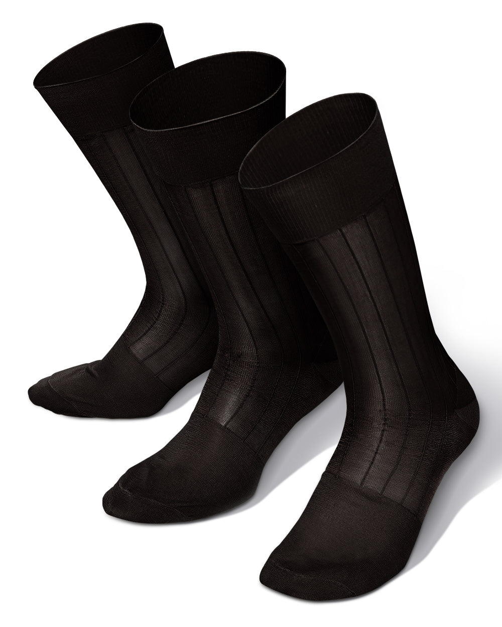Vittorio Farina Men's Ribbed Shear Nylon Anklet Dress Socks - ank - brown - 3 - Classy Cufflinks
