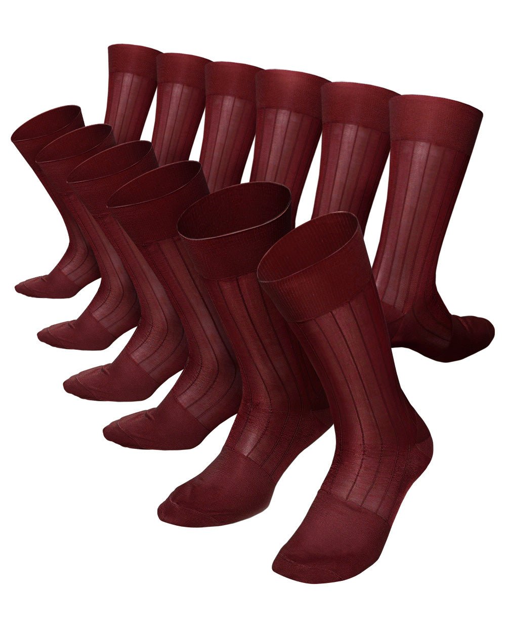 Vittorio Farina Men's Ribbed Shear Nylon Anklet Dress Socks - ank - burg - 12 - Classy Cufflinks