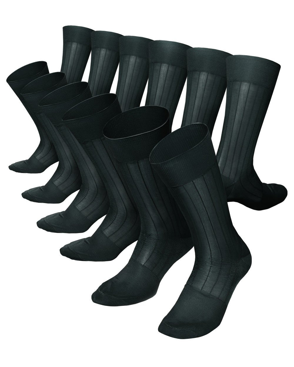 Vittorio Farina Men's Ribbed Shear Nylon Anklet Dress Socks - ank - hunter - 12 - Classy Cufflinks
