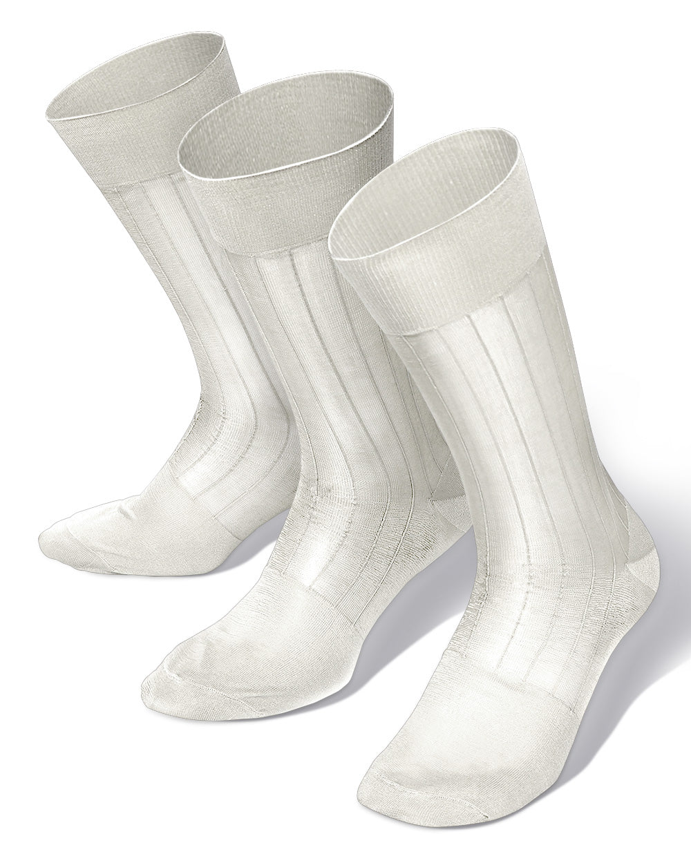 Vittorio Farina Men's Ribbed Shear Nylon Anklet Dress Socks - ank - ivory - 3 - Classy Cufflinks