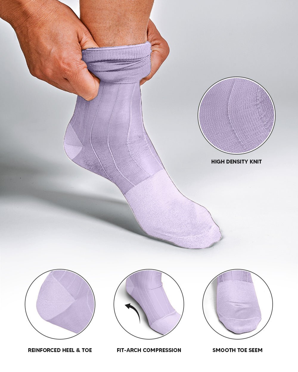 Vittorio Farina Men's Ribbed Shear Nylon Anklet Dress Socks - ank - lavender - 12 - Classy Cufflinks