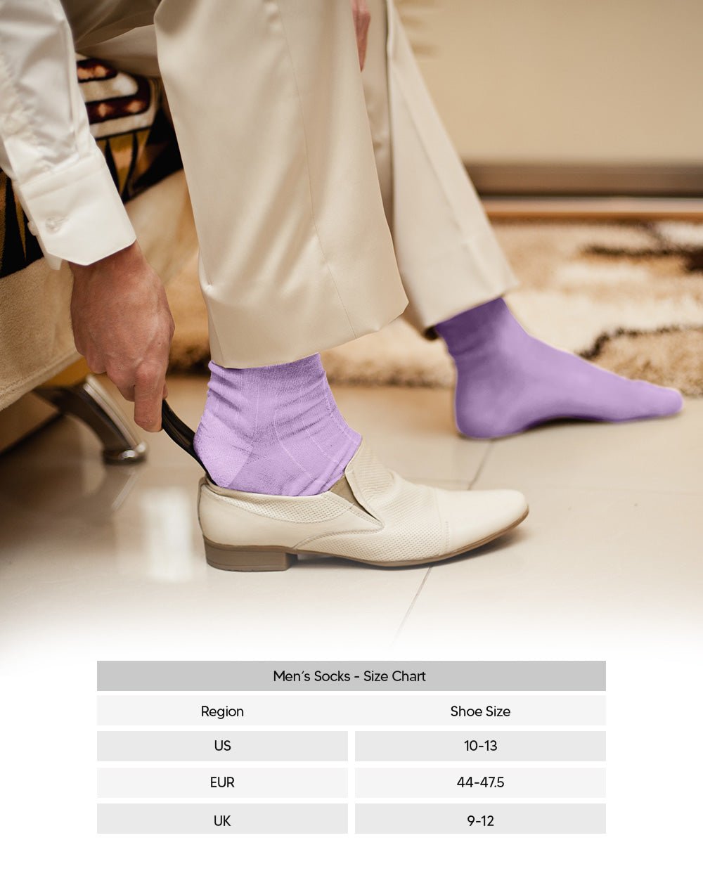 Vittorio Farina Men's Ribbed Shear Nylon Anklet Dress Socks - ank - lavender - 12 - Classy Cufflinks