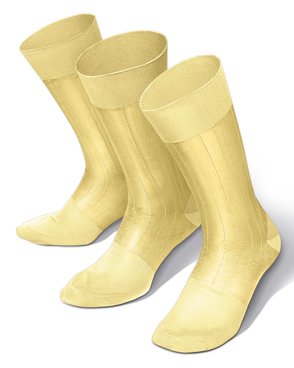 Vittorio Farina Men's Ribbed Shear Nylon Anklet Dress Socks - ank - maize - 3 - Classy Cufflinks