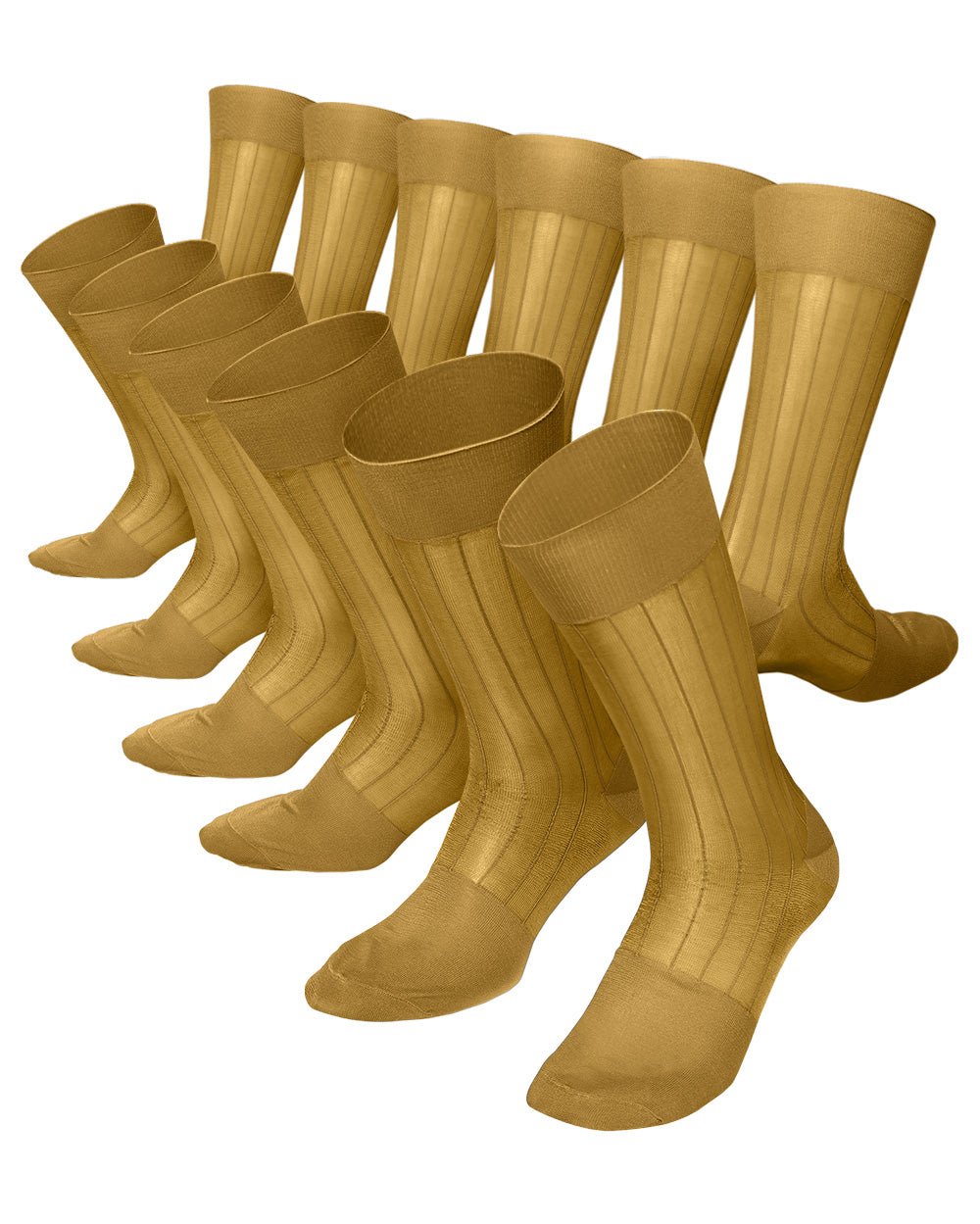 Vittorio Farina Men's Ribbed Shear Nylon Anklet Dress Socks - ank - mustard - 12 - Classy Cufflinks