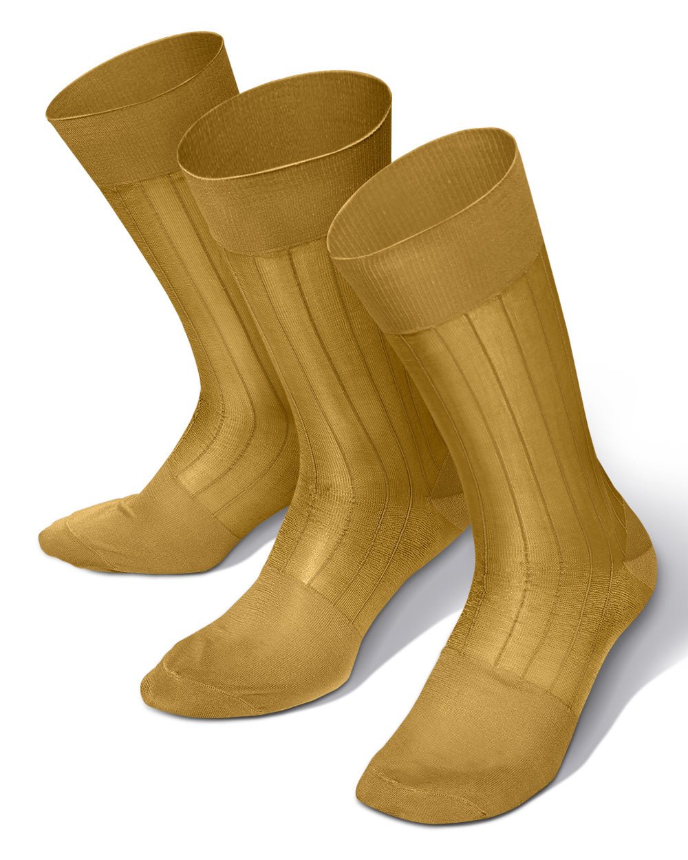 Vittorio Farina Men's Ribbed Shear Nylon Anklet Dress Socks - ank - mustard - 3 - Classy Cufflinks